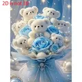 Diamantmalerei Teddybär Blumen 20x30cm bis 40x60cm – 1