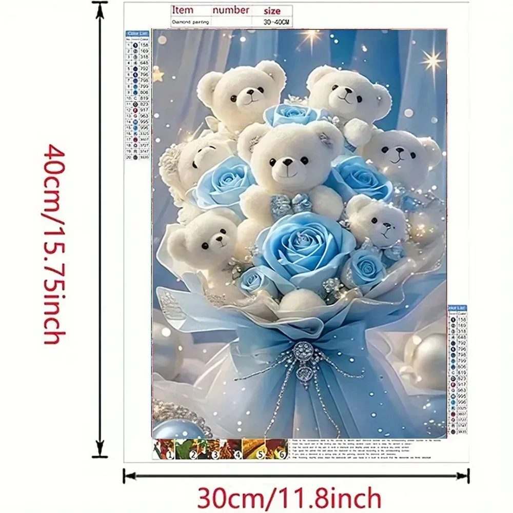 Diamantmalerei Teddybär Blumen 20x30cm bis 40x60cm