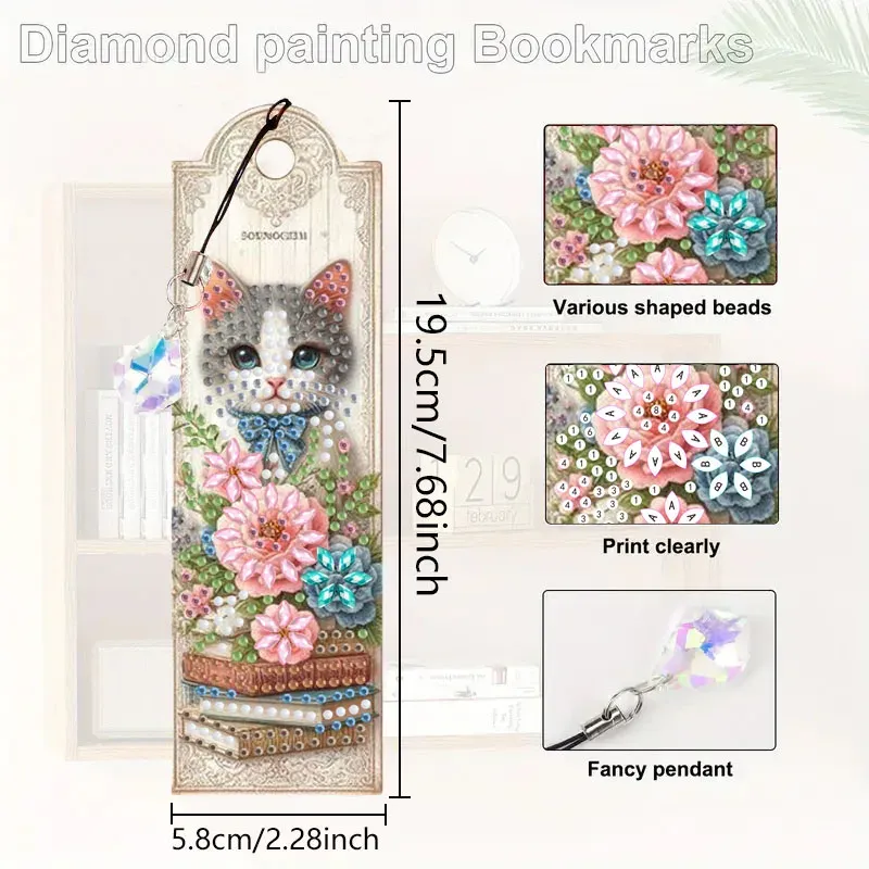 Diamantmalerei Tier Blumenmuster Lesezeichen Set PET Material