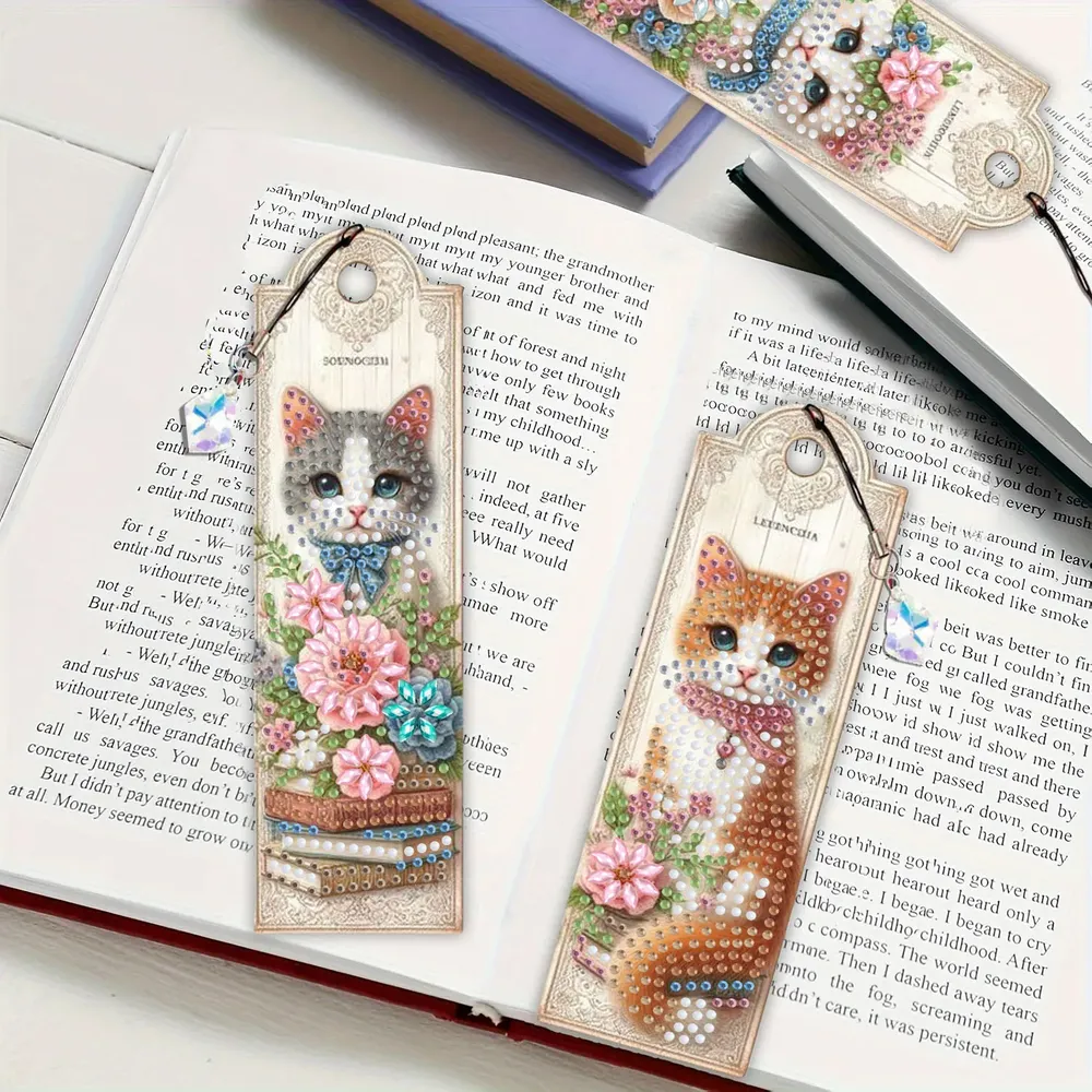Diamantmalerei Tier Blumenmuster Lesezeichen Set PET Material