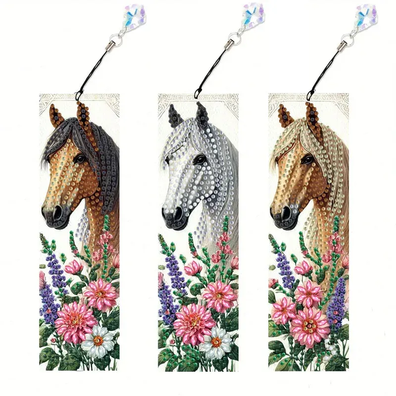 Diamantmalerei Tier Blumenmuster Lesezeichen Set PET Material