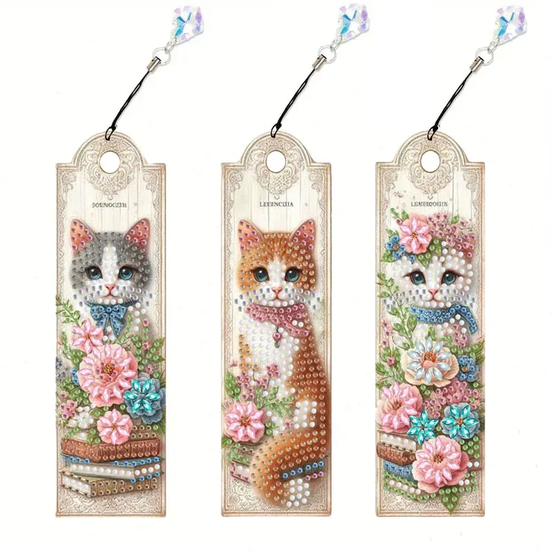 Diamantmalerei Tier Blumenmuster Lesezeichen Set PET Material
