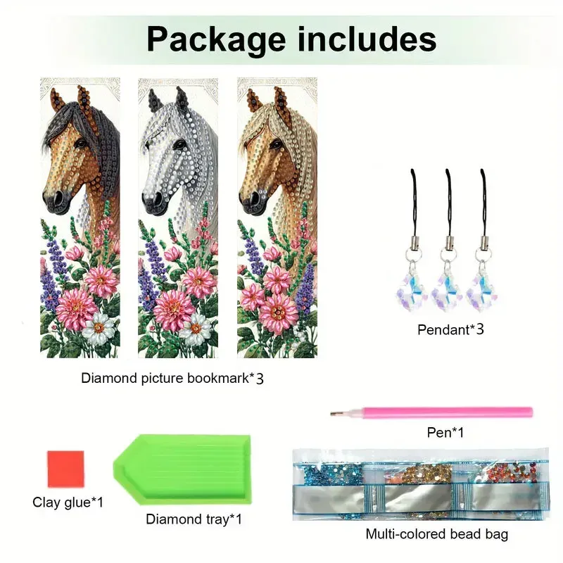 Diamantmalerei Tier Blumenmuster Lesezeichen Set PET Material