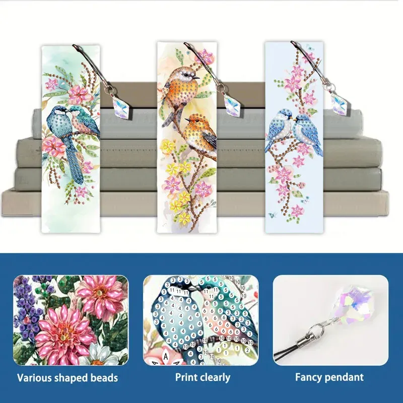 Diamantmalerei Tier Blumenmuster Lesezeichen Set PET Material