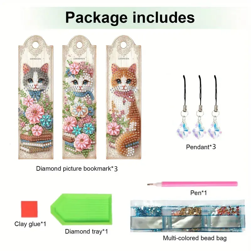 Diamantmalerei Tier Blumenmuster Lesezeichen Set PET Material