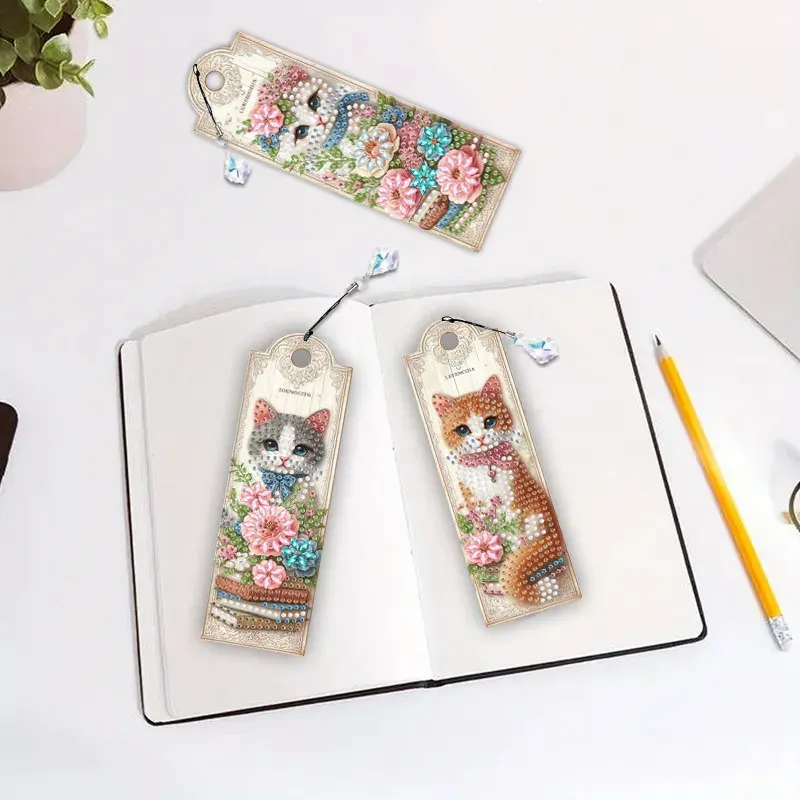 Diamantmalerei Tier Blumenmuster Lesezeichen Set PET Material