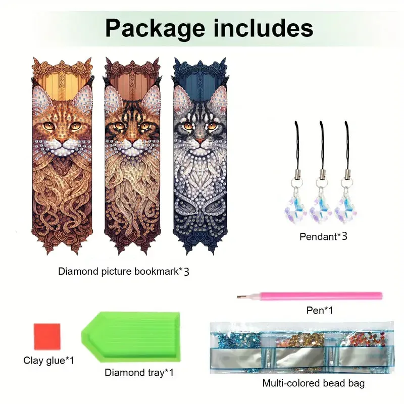 Diamantmalerei Tier Blumenmuster Lesezeichen Set PET Material