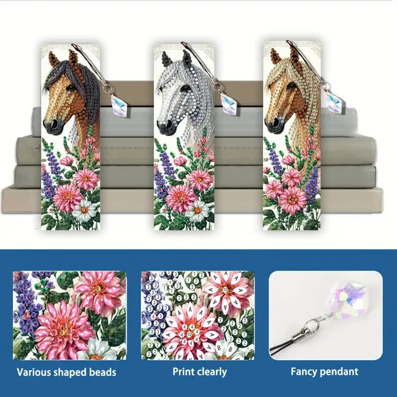 Diamantmalerei Tier Blumenmuster Lesezeichen Set PET Material