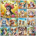 Diamantmalerei Tier Hund Tiger Katze Mosaik Kits 30 x 30 cm – 1