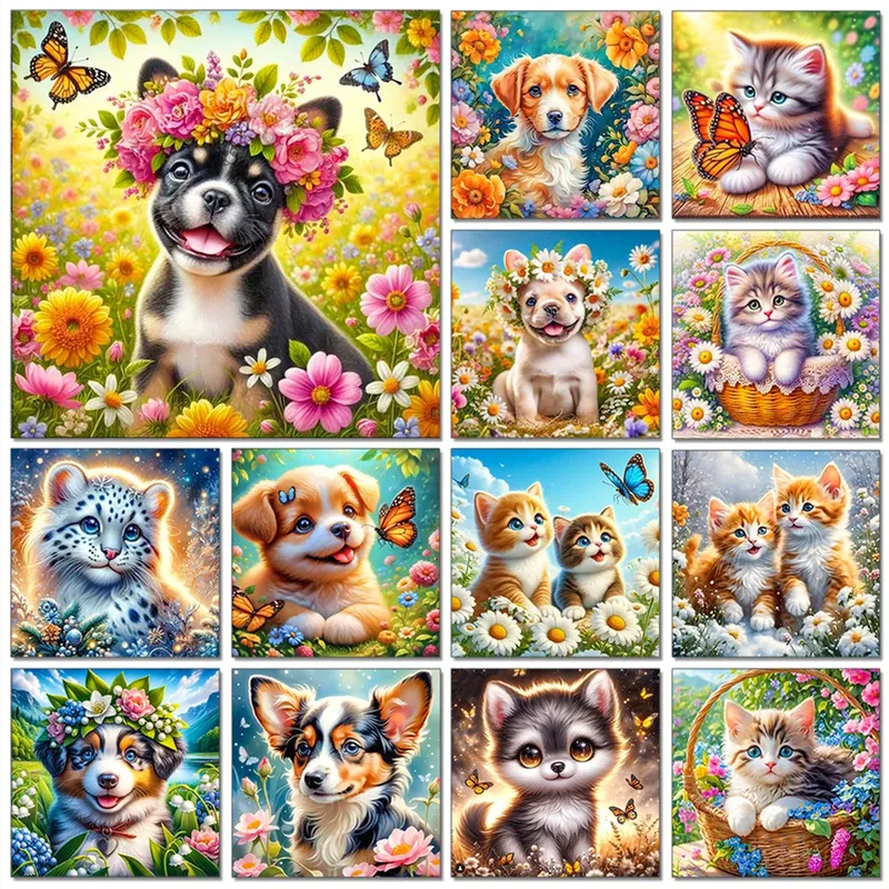 Diamantmalerei Tier Hund Tiger Katze Mosaik Kits 30 x 30 cm
