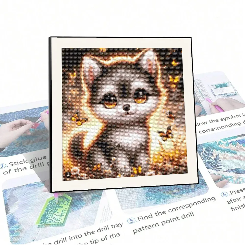 Diamantmalerei Tier Hund Tiger Katze Mosaik Kits 30 x 30 cm