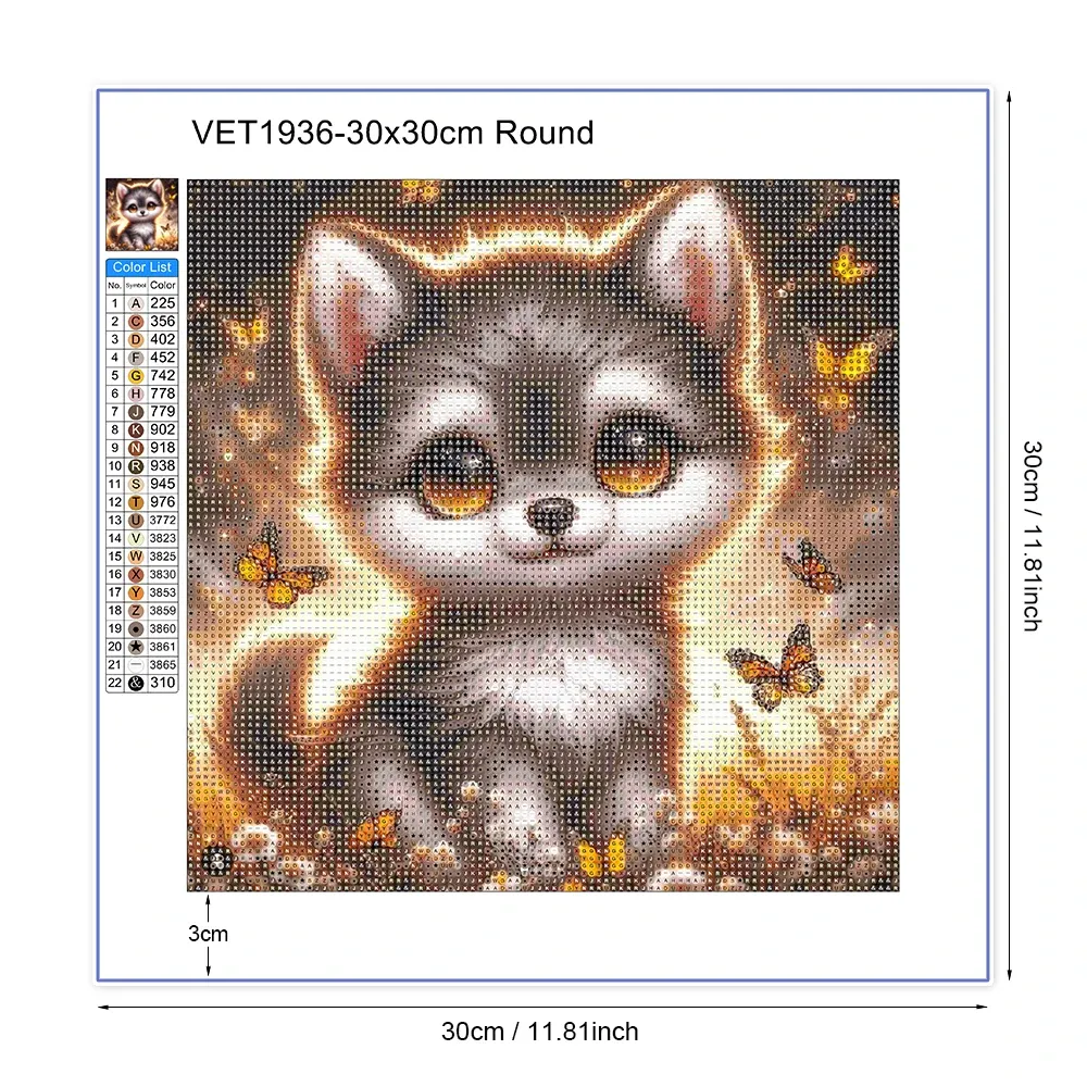 Diamantmalerei Tier Hund Tiger Katze Mosaik Kits 30 x 30 cm
