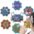 Diamantmalerei Untersetzer Blumen Cartoon 6 oder 8 Stück – Farbe 6pcs-BD008