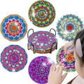 Diamantmalerei Untersetzer Blumen Cartoon 6 oder 8 Stück – Farbe 6pcs-BD012