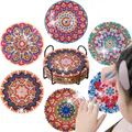 Diamantmalerei Untersetzer Kits Blume Spezialform Bohrer Acryl – Farbe 6pcs-BD015