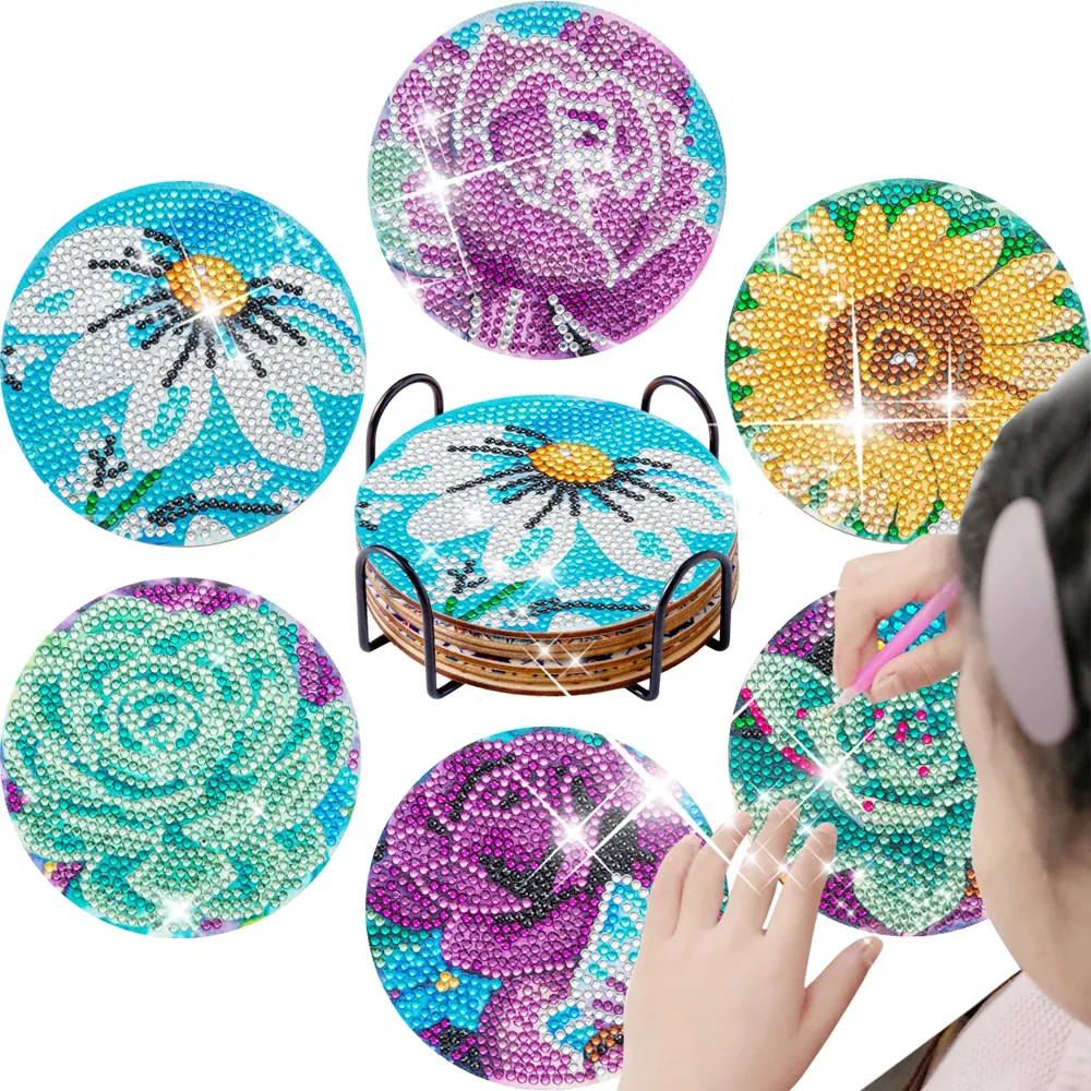 Diamantmalerei Untersetzer Kits Blume Spezialform Bohrer Acryl