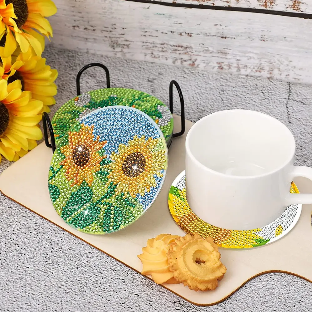 Diamantmalerei Untersetzer Kits Blume Spezialform Bohrer Acryl