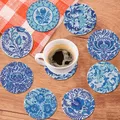 Diamantmalerei Untersetzer Set Blau Weiß Porzellan Spezialform Kristall – 3