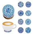 Diamantmalerei Untersetzer Set Blau Weiß Porzellan Spezialform Kristall – 1