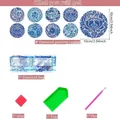 Diamantmalerei Untersetzer Set Blau Weiß Porzellan Spezialform Kristall – 2