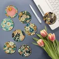 Diamantmalerei Untersetzer Set Blumenmuster Spezialform Kristall – 4