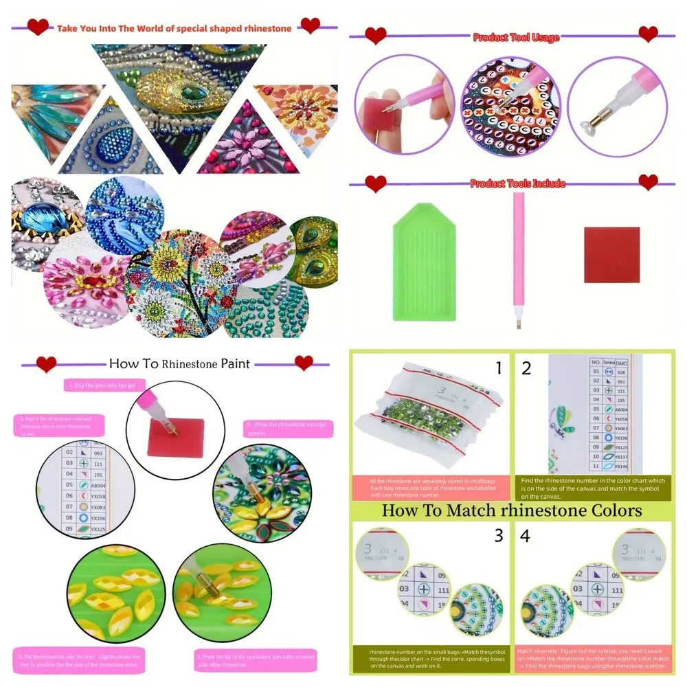 Diamantmalerei Untersetzer Set Blumenmuster Spezialform Kristall