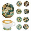 Diamantmalerei Untersetzer Set Blumenmuster Spezialform Kristall – Farbe AA1648B