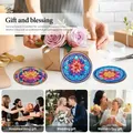 Diamantmalerei Untersetzer Set mit Halter Blumenmotiv Holz Mosaik – 2