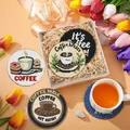 Diamantmalerei Untersetzer Set mit Halter Kaffee Muster Holz – 5