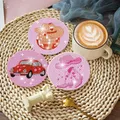 Diamantmalerei Untersetzer Set mit Halterungen Pink Serie – 4