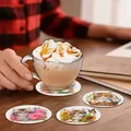 Diamantmalerei Untersetzer Set mit Ständer Katzenmotiv 10 x 10 cm – 2