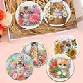 Diamantmalerei Untersetzer Set mit Ständer Katzenmotiv 10 x 10 cm – 4