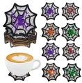 Diamantmalerei Untersetzer Set Spinnennetz mit Halter Holz – 1