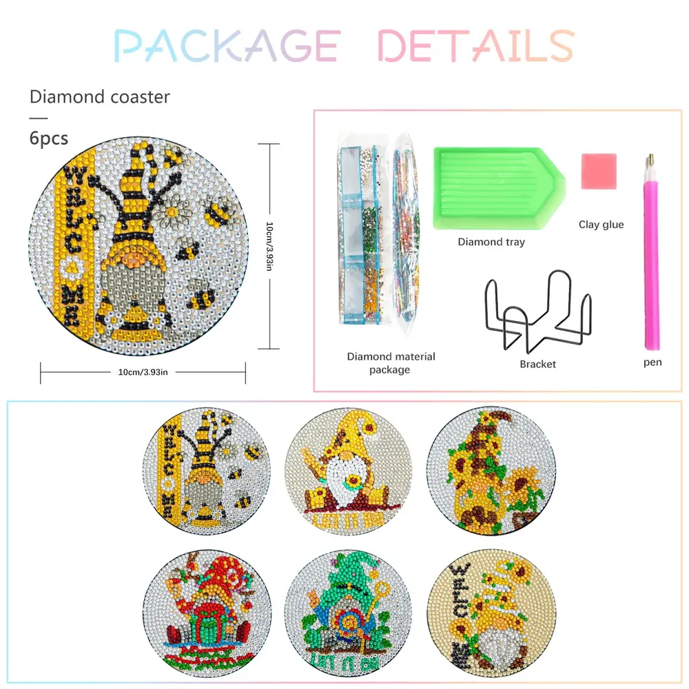 Diamantmalerei Untersetzer Set Weihnachten 10 x 10 cm Wasserdicht