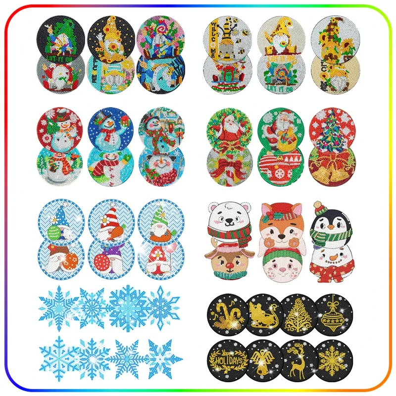 Diamantmalerei Untersetzer Set Weihnachten 10 x 10 cm Wasserdicht