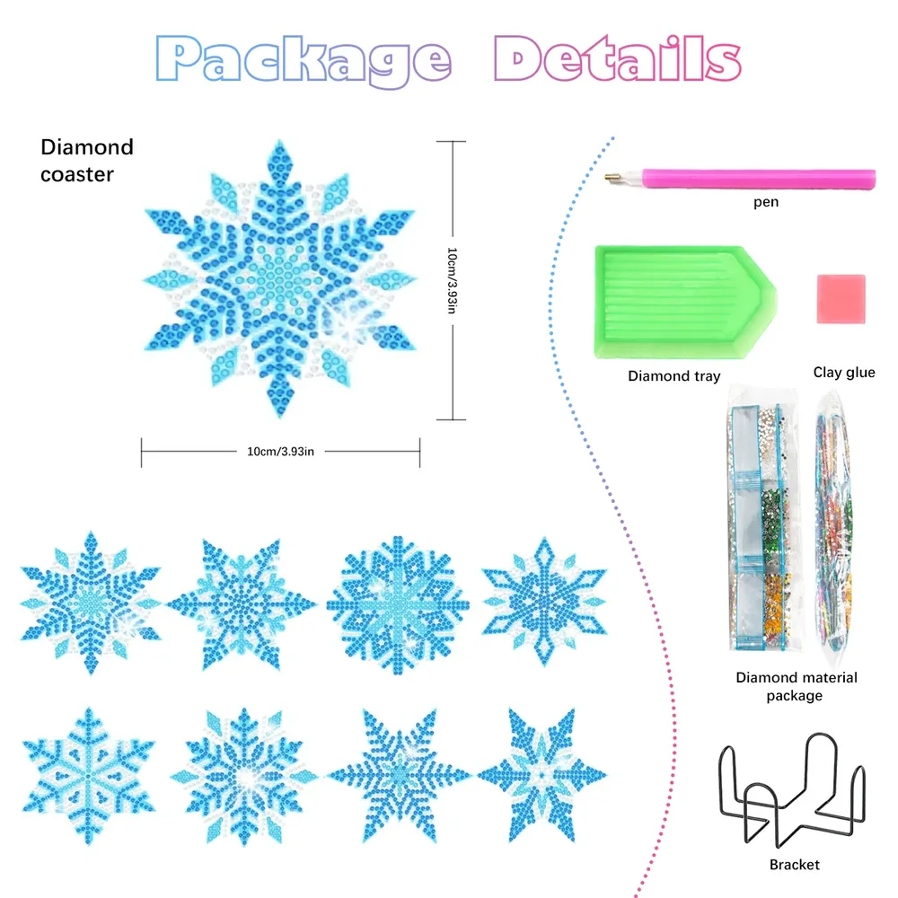 Diamantmalerei Untersetzer Set Weihnachten 10 x 10 cm Wasserdicht