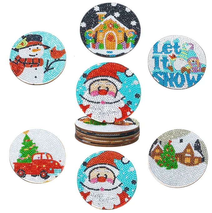 Diamantmalerei Untersetzer Set Weihnachtsmuster Spezialform Kristall