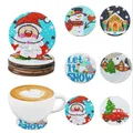 Diamantmalerei Untersetzer Set Weihnachtsmuster Spezialform Kristall – Farbe AA1083B