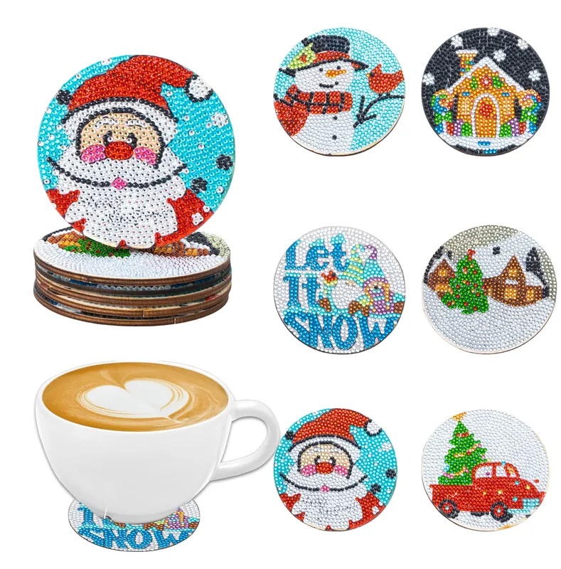 Diamantmalerei Untersetzer Set Weihnachtsmuster Spezialform Kristall