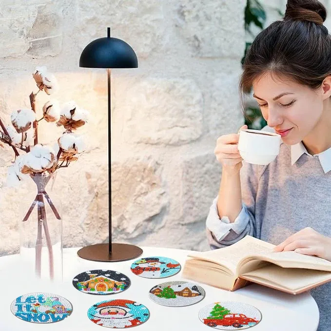Diamantmalerei Untersetzer Set Weihnachtsmuster Spezialform Kristall
