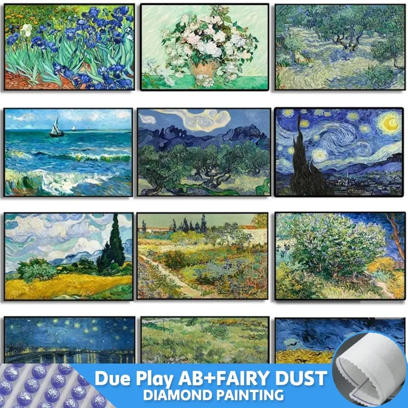 Diamantmalerei Van Gogh Abstrakt Mandelblüten Sternennacht