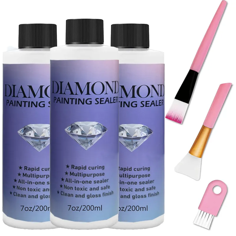 Diamantmalerei Versiegelung 60 bis 200 ml mit 3 Pinseln