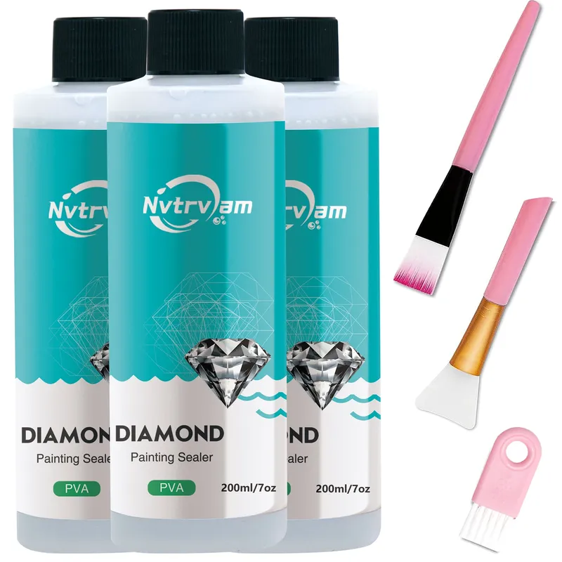 Diamantmalerei Versiegelung 60 bis 200 ml mit 3 Pinseln