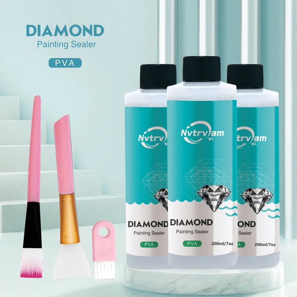 Diamantmalerei Versiegelung 60 bis 200 ml mit 3 Pinseln