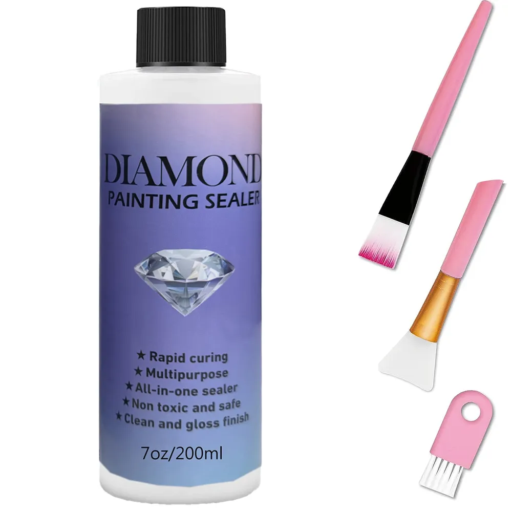 Diamantmalerei Versiegelung 60 bis 200 ml mit 3 Pinseln