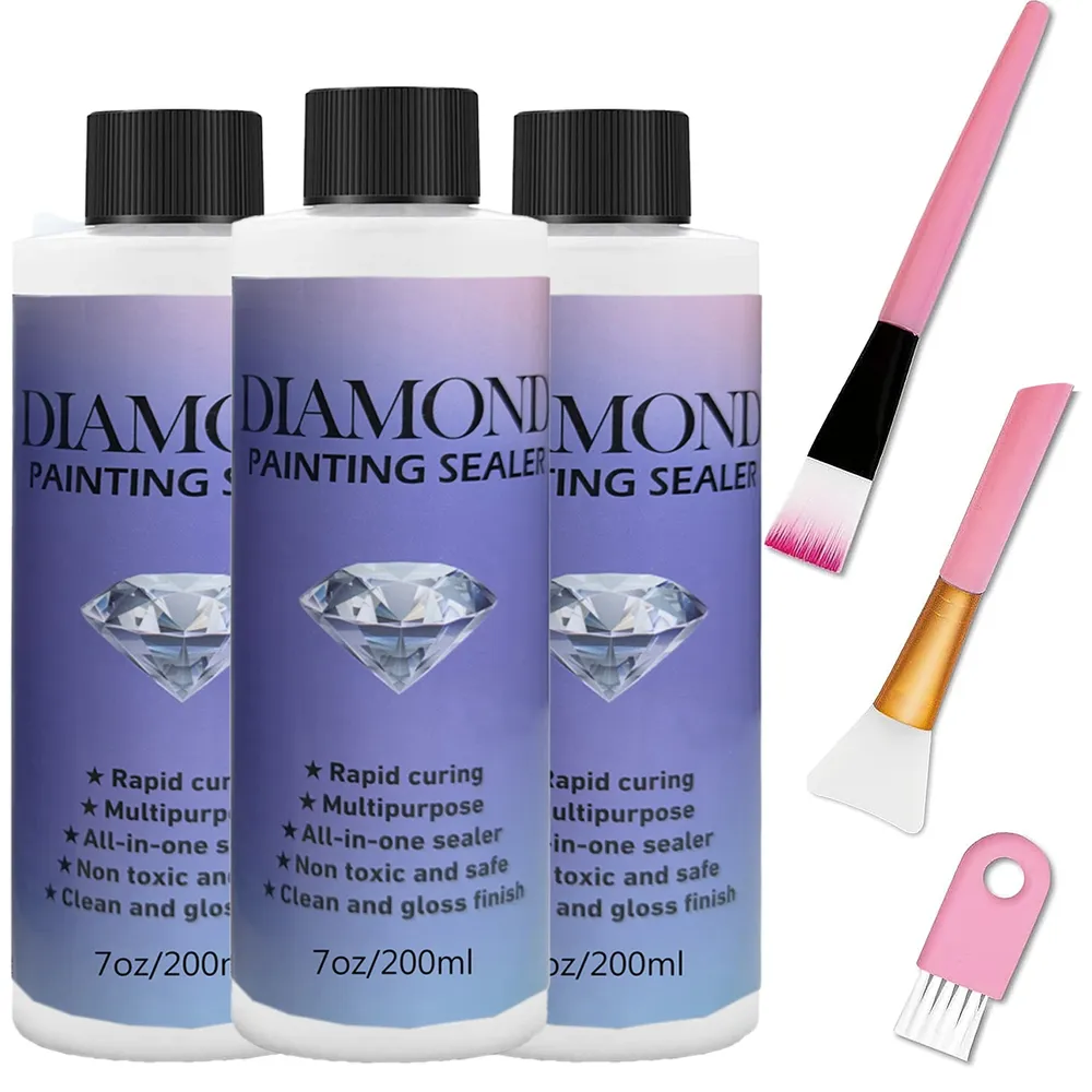 Diamantmalerei Versiegelung 60 bis 200 ml mit 3 Pinseln