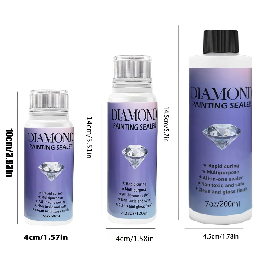 Diamantmalerei Versiegelung 60 bis 200 ml mit 3 Pinseln