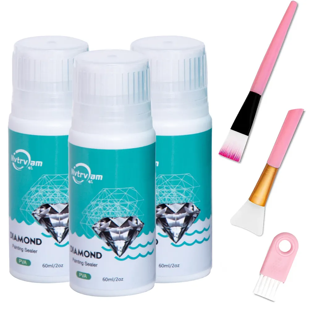 Diamantmalerei Versiegelung 60 bis 200 ml mit 3 Pinseln