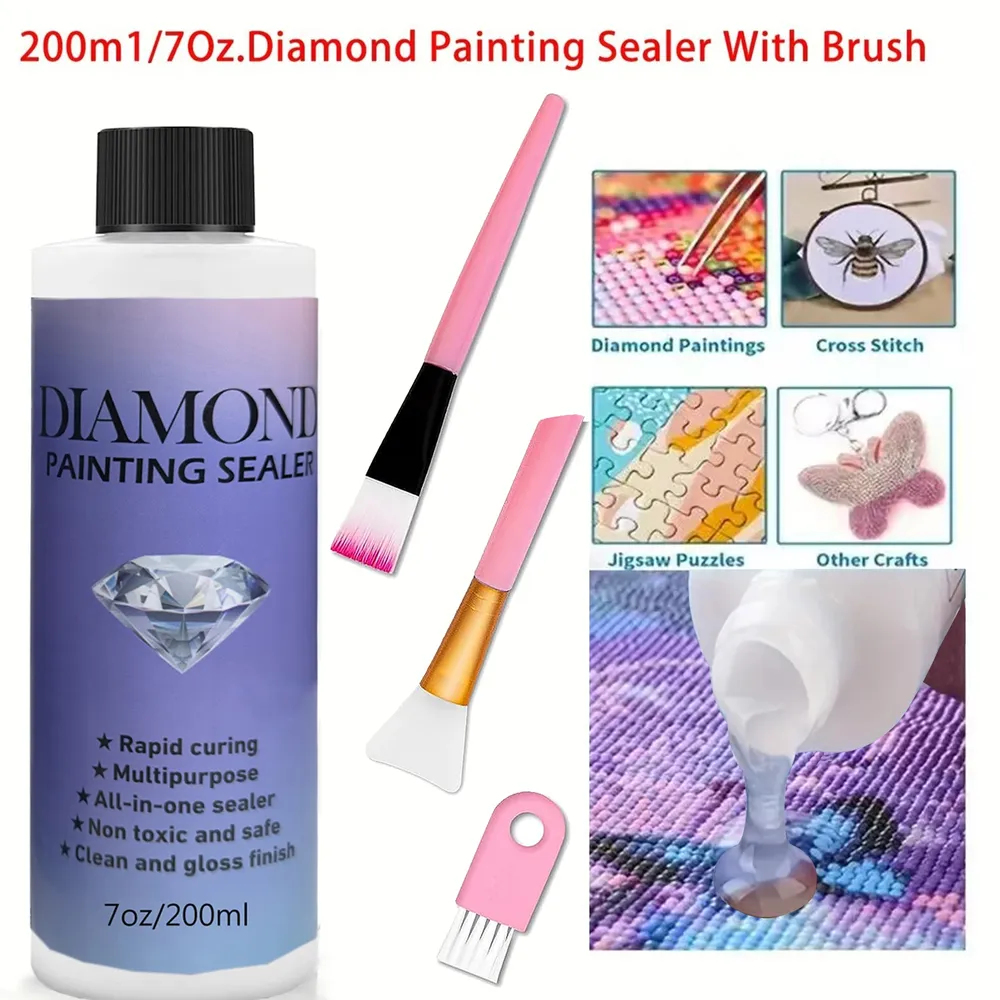 Diamantmalerei Versiegelung 60 bis 200 ml mit 3 Pinseln