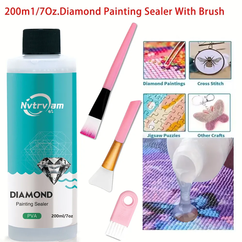 Diamantmalerei Versiegelung 60 bis 200 ml mit 3 Pinseln